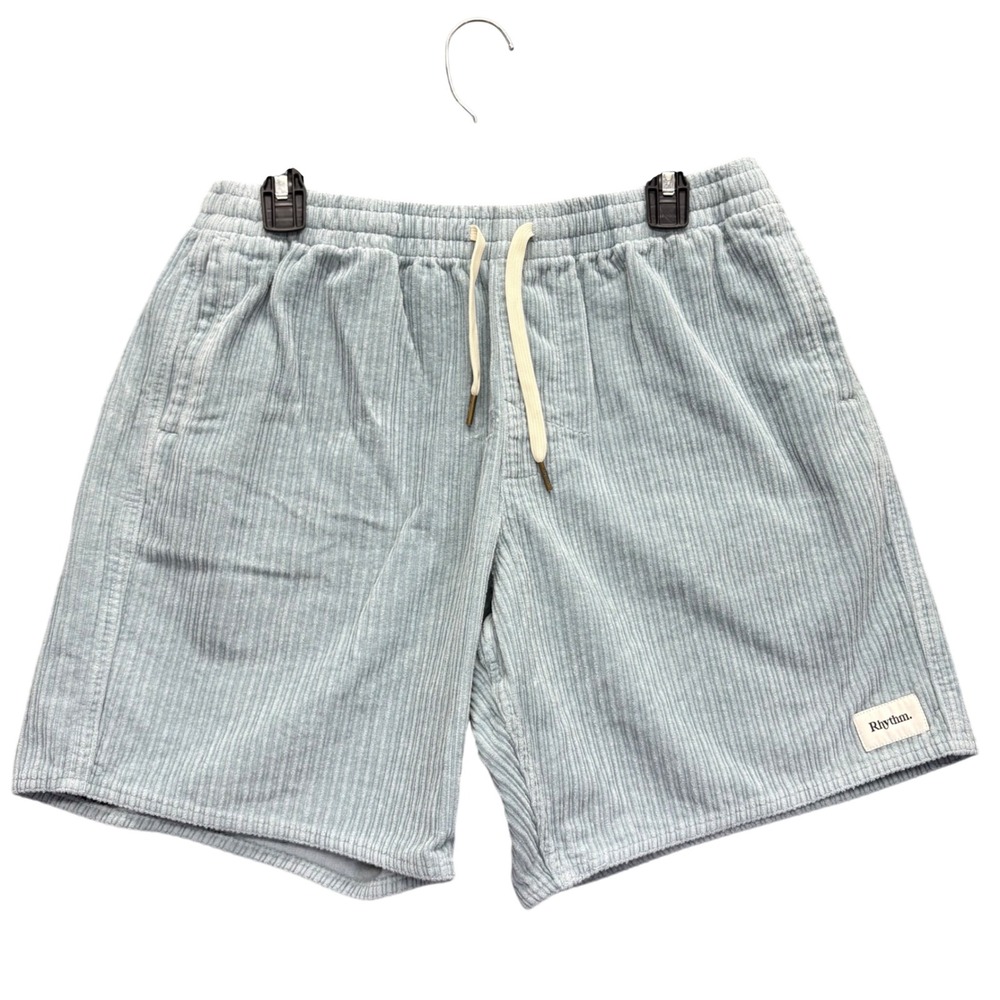 Rhythm Shorts Mens 34 Blue Corduroy Elastic Waist Beach Surf Preppy Huckberry